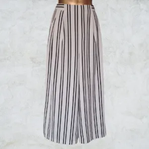 Warehouse Women's Navy & White Stripe Wide Leg Crepe Culottes UK 10 US 6 EU 38